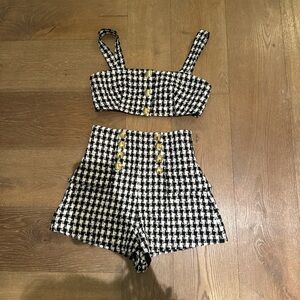 Black and White Checkered Two-Piece Set